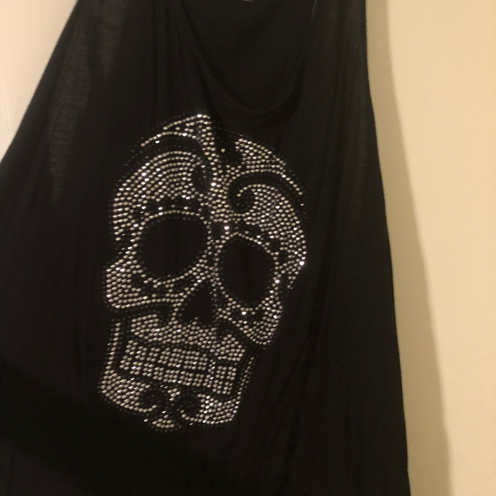Plus Size Sugar Skull Tank Top. Rhinestone studs.